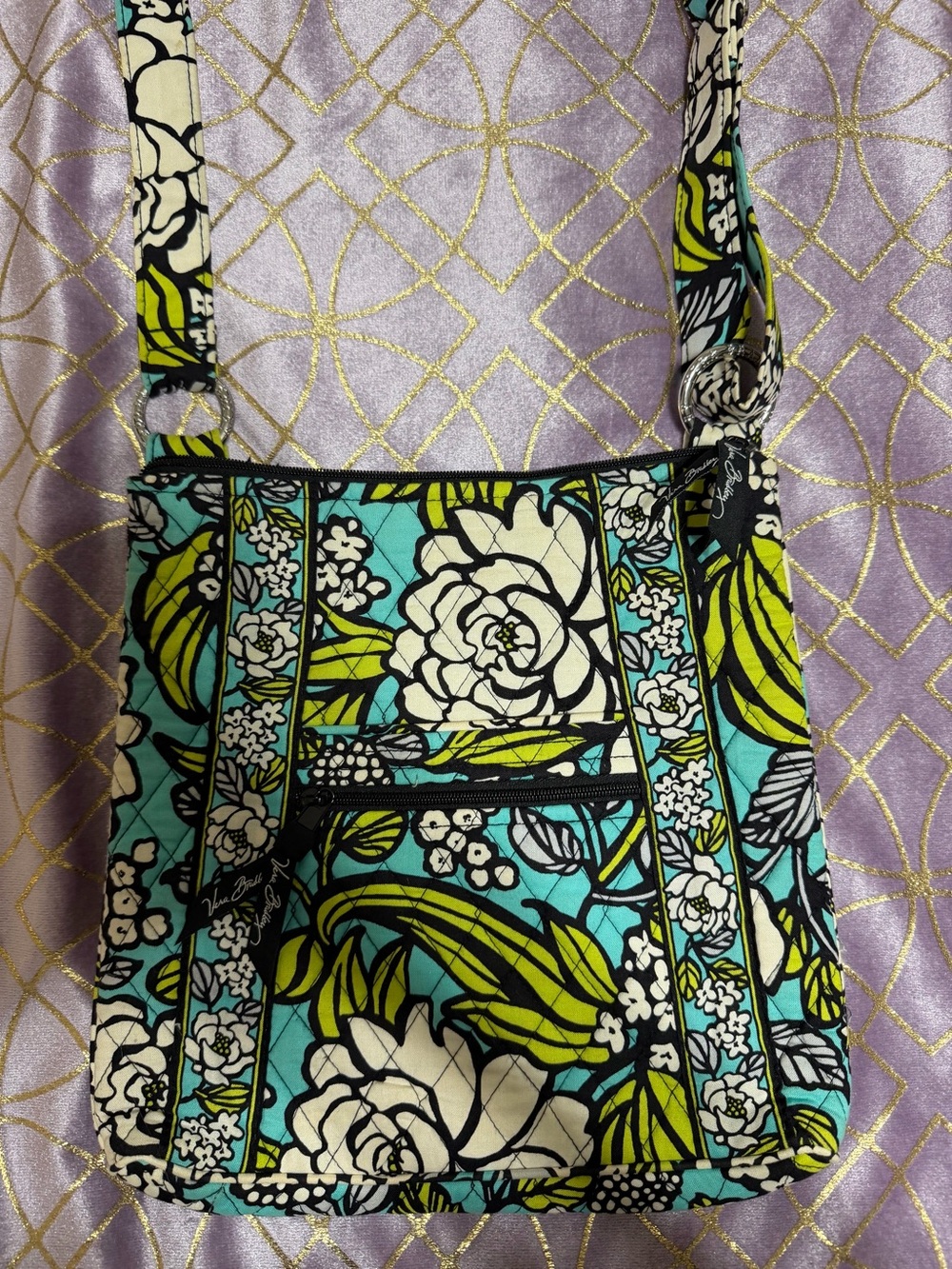 💥 Vera Bradley Turquoise & Lime Floral Quilted Crossbody
